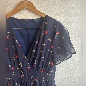 Madewell Navy Blue Slip Dress with Flutter Sleeves